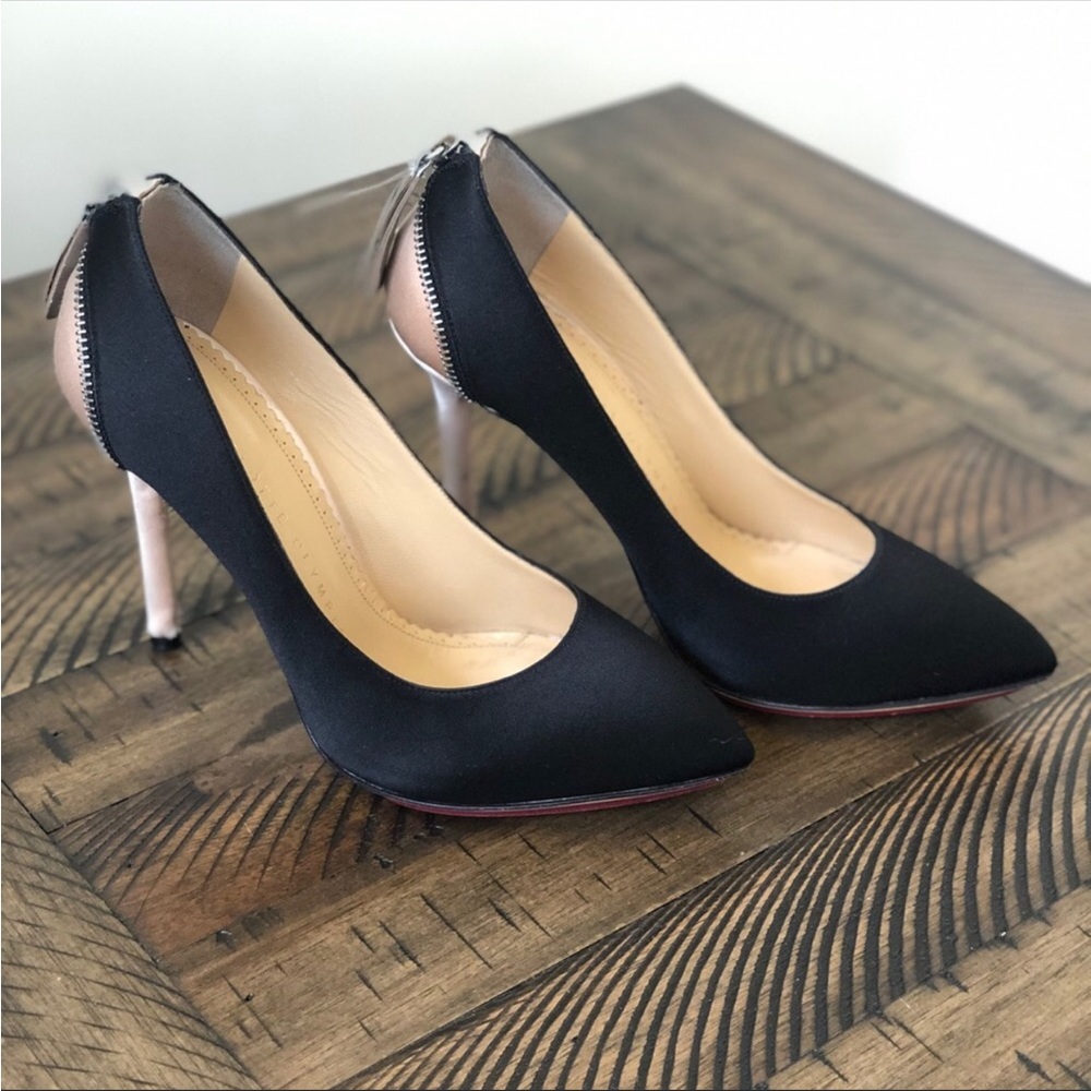 Charlotte Olympia Black satin pumps size 35.5